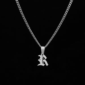 Collar con inicial en inglés antiguo para hombre - Collar personalizado para hombre, colgante de cadena con inicial de plata, joyería para hombre - Twistedpendant