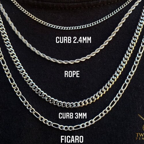 Mens Chain Necklace Silver Curb Chain 