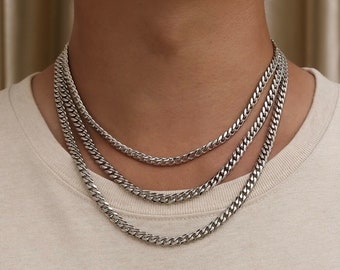 Mens Chain - 6mm Cuban Link Chain, Silver Chain Necklace For Men - Mens Jewelry - Stainless Steel Chain By Twistedpendant