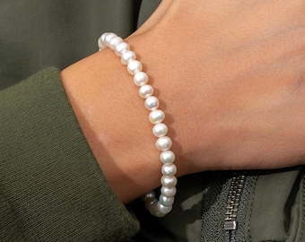 Mens Freshwater Pearl Bracelet Chain 6MM Pearl Bracelet Men Mens Authentic Pearl Chain Bracelet Mens Jewellery Gifts by Twistedpendant Etsy