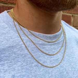 Thin Gold Chain Necklace, Mens Gold Curb Connell Chain, 2mm 18K Gold Chains for Men, Man Necklace No Tarnish - Mens Jewelry - Twistedpendant