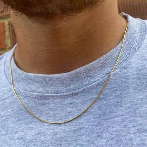 18k Gold Snake Chain 1mm Thin, Mens Gold Chain, Gold Chain Men, Gold Chain Necklace, Mens Chain Simple Gold Necklace - By Twistedpendant