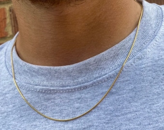 18k Gold Snake Chain 1mm Thin, Mens Gold Chain, Gold Chain Men, Gold Chain Necklace, Mens Chain Simple Gold Necklace - By Twistedpendant