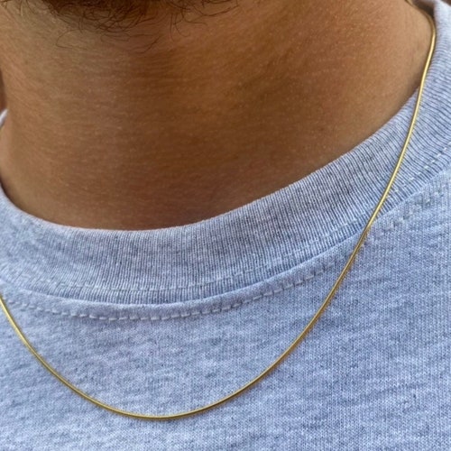 18k Gold Snake Chain 1mm Thin Mens Gold 