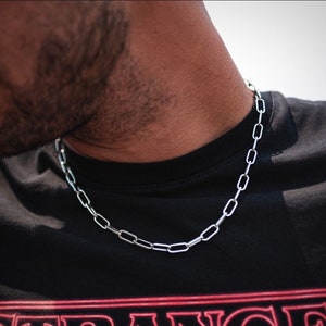 Silver Chain Necklace Mens Paperclip Chain Cuban 6mm Stainless Steel, Mens Necklace Chain, Silver Chain Men By Twistedpendant