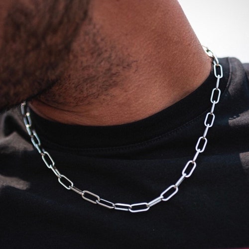Silver Paperclip Mens Necklace Chain 6MM Silver Chain Etsy