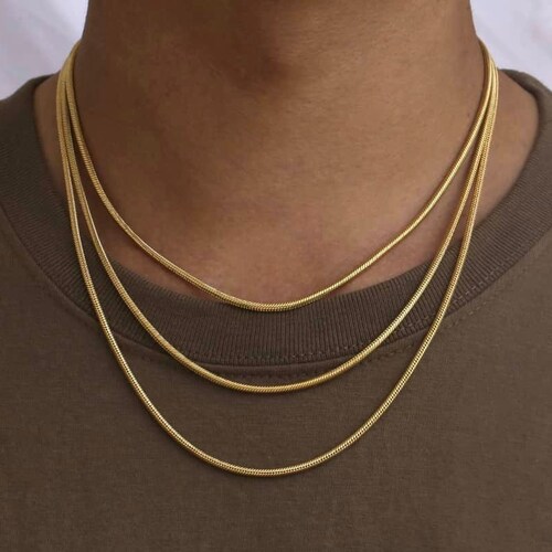 3.2mm 18K Gold Chain Necklace Mens Gold 