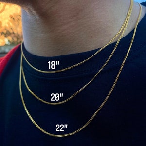 18k Gold Necklace Chain Mens Cuban Gold 1.5mm Thin Curb Chain Stainless Steel 18" 20" 22" For Men Women, Mens Jewelry - By Twistedpendant