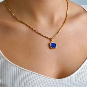 Gold Necklace Lapis Lazuli Necklace, Dainty Gold Lapis Lazuli Pendant, Necklace For Girlfriend - Lapis Lazuli Jewelry - Necklace For Women