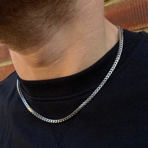 Collana a catena in argento Franco da 4 mm, catena da uomo, catena a maglie in argento, catene in acciaio inossidabile per uomo, gioielli da uomo - Di Twistedpendant