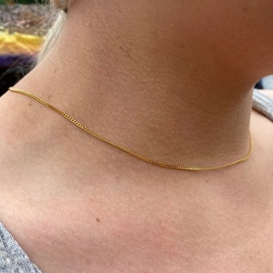 18K Gold Chain Necklace Gift for Her Choker Layer Necklace Gold Curb Necklace Various Lengths 14&quot; 16&quot; 18&quot; 20&quot; 22&quot; Non Tarnish Chain Necklace