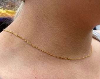18K Gold Chain Necklace Gift for Her Choker Layer Necklace Gold Curb Necklace Various Lengths 14" 16" 18" 20" 22" Non Tarnish Chain Necklace