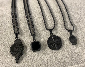 Collares De Plata Hombre Collar De Acero Inoxidable Para Hombre, Chapado En Negro, Collar De Placa De Identificación Fina Para Hombres, Regalos Para él, 24 Pulgadas Collares Para Hombre Precio