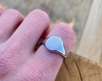 Mens Pinky Ring - Silver Signet Ring Men - Plain Smooth Pinky Ring Men - 18K Gold Signet Ring Mens - Gold rings for Men - Mens Jewelry gifts