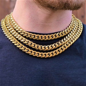 Collier chaîne à maillons cubains en or, chaîne en or pour homme 18"/20"/22" ras de cou pour homme, épaisses chaînes plaquées or - par Twistedpendant