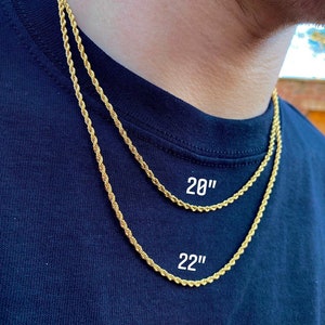 18k Gold Necklace Chain Choker Rope Link 2.5mm Gold Plated