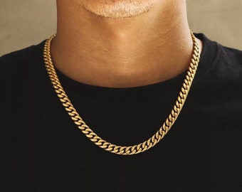 18k Gold Necklace Chain Choker Cuban Curb 8mm Gold Plated Stainless Steel Mens Gold Chain Necklace Jewelry By Twistedpendant