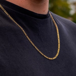 18K Gold Figaro Chain, 3mm Figaro Mens Gold Chain, Mens Gold Necklace 18" 20" 22" Figaro Gold Jewelry, Mens Necklace Chain By Twistedpendant