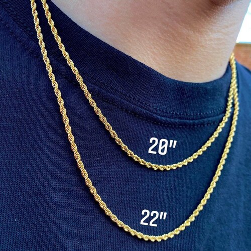 18k Gold Necklace Chain Choker Rope 