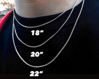 Mens zilveren ketting ketting 1,5 mm, dunne ketting, heren ketting, zilveren ketting voor mannen, 18" 20" 22" minimalistische sieraden cadeau voor hem