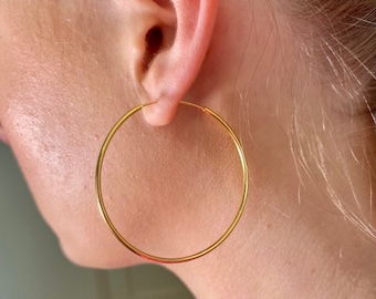 18K Gold Hoop Earrings, Big Hoop Earrings, Large Hoop Earrings 925 Sterling Silver Hoop Earrings, Thin Gold Hoops Womens Jewelry Gifts
