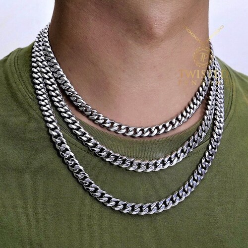 Silver Thick Necklace Chain Choker 