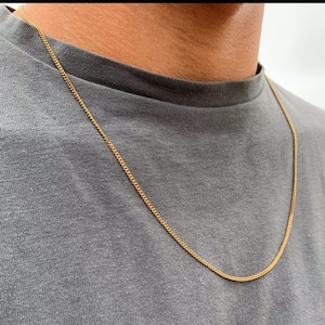 18k Gold Thin Mens Necklace Chain - Gold Chain Necklace - Thin Gold Chain - Mens Gold Necklace Chain - Gold Chain Men - By Twistedpendant UK