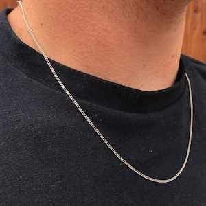 Silver Thin Mens Chain Cuban Necklace Stainless Steel Chain - 16&quot; 18&quot; 20&quot; 22&quot; 24&quot; 26&quot; - Mens Jewelry - Mens Necklace Chain - Gifts For Men