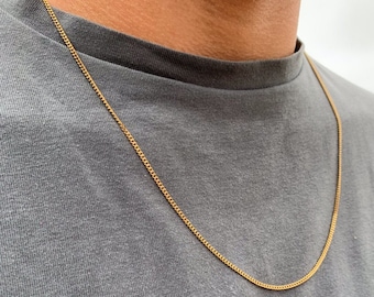 18k Gold Thin Mens Necklace Chain - Gold Chain Necklace - Thin Gold Chain - Mens Gold Necklace Chain - Gold Chain Men - By Twistedpendant UK