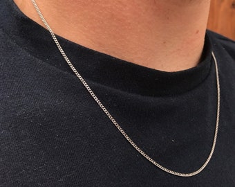 Zilveren dunne heren ketting Cubaanse ketting roestvrijstalen ketting - 16" 18" 20" 22" 24" 26" - Heren sieraden - Heren ketting ketting - Geschenken voor mannen