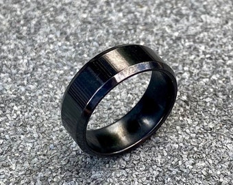 Mens Ring - Black Band Ring - 8mm Chunky Band Ring - Black Rings For Men - Mens Jewelry - Black Ring Men - Black Signet Ring Men - Mens Gift