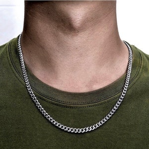 Cadena cubana de plata de 5 mm, cadena para hombres, cadena de bordillo de plata para hombres, joyería para hombres del Reino Unido, collar de cadena de plata para hombres por Twistedpendant imagen 1
