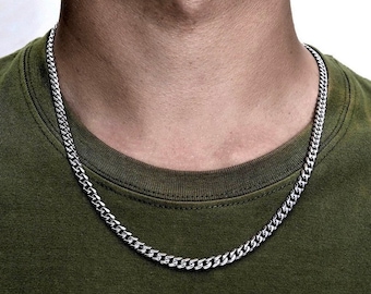 Cadena cubana de plata de 5 mm, cadena para hombres, cadena de bordillo de plata para hombres, joyería para hombres del Reino Unido, collar de cadena de plata para hombres - por Twistedpendant