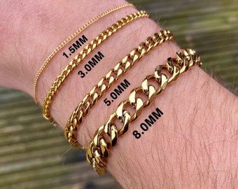 18k gouden herenarmbandketting voor heren, zilveren armbanden Cubaanse schakelarmbandketting, gouden armbanden voor dames Herenarmband, dameskettingen