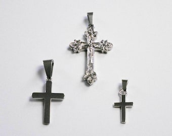 Cross Pendant - Silver Cross Necklace For Men - Mens Silver Cross Chain Pendant Necklace- Steel / 925 Sterling Silver Cross Necklace Jewelry