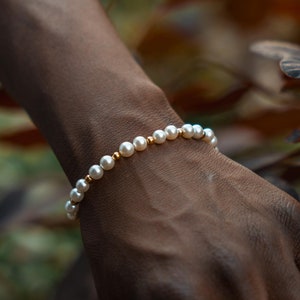 Mens Bracelet - 18K Gold Pearl Bracelet For Men - Mens Jewelry - Pearl Bracelets For Men - Mens Gifts - By Twistedpendant