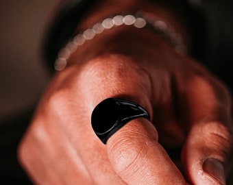 Mens Ring - Black Signet Ring - Black Onyx Styled Ring - Man Ring- Mens Silver Ring - For Him Gift - Signet Ring Men - Gold Ring Men Jewelry