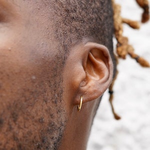 Mens Gold Hoop Earrings - Thin Mens Hoop Earrings - 18K Gold Hoops For Men - Gold Earrings For Men - Mens Jewelry Gifts By Twistedpendant