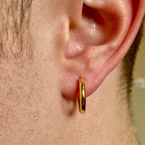 Herren Gold Hoop Ohrringe - 18K Gold 16 mm Herren Hoop Ohrringe - Herren Hoop Ohrringe - Herren Schmuck Geschenke Für Ihn Von Twistedpendant
