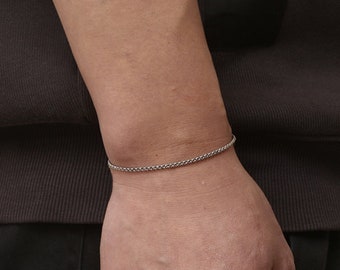 Thin Silver Bracelet Chain For Men - Minimalist Adjustable Bracelet Chain - Silver / 18K Gold Bracelet - Mens Jewelry - By Twistedpendant