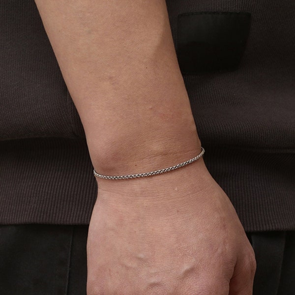 Thin Silver Bracelet Chain For Men - Minimalist Adjustable Bracelet Chain - Silver / 18K Gold Bracelet - Mens Jewelry - By Twistedpendant