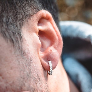 Mens diamond 2025 hoop earrings