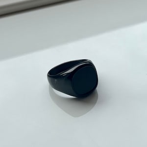 Mens Ring - Large Black Onyx Signet Ring For Men - Mens Jewelry - Black Signet Ring - Mens Pinky Ring - Chunky Black Ring By Twistedpendant