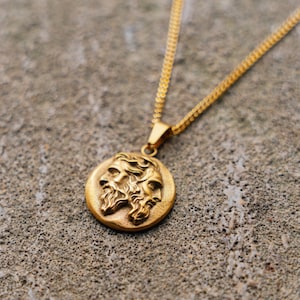 Mens Necklace - Janus Two Face Pendant Necklace For Men - Roman Style Necklace - Gold Roman Pendant - Mens Jewelry Warrior Chain Pendant