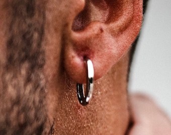 Mens Silver Hoop Earrings - 925 Sterling Silver Earrings 18mm Mens Hoop Earrings - Hoops for Men - Earring Sets - By Twistedpendant
