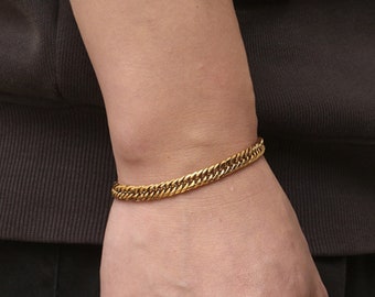 Herrenarmband – 6 mm flaches kubanisches Gliederarmband aus Gold für Herren – Goldarmbandkette – Herrenschmuck – Goldkette für Herren von Twistedpendant