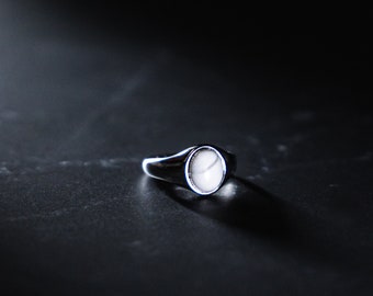 Silver Signet Ring - Mens Ring - Natural White Pine Silver Signet Ring For Men - Mens Jewellery - Silver Pinky Ring - Mens Silver Ring Gift