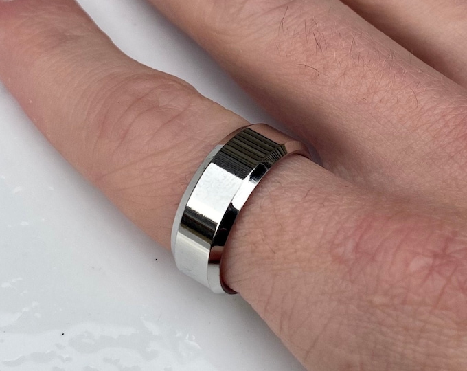 Mens Ring - Silver Polished Band Ring - Mens Stainless Steel Ring - Plain Silver Ring Men - Rings For Men - Mens Jewelry - By Twistedpendant