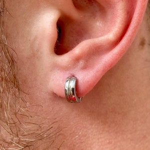 Mens Silver Hoop Earrings - Silver 10mm Mens Hoop Earrings - Hoops for Men - Earring Sets, Huggie Earring - By Twistedpendant