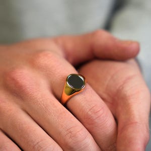 Mens Ring - Gold Ring with Silver Stone - Mens Gold Ring - 18K Gold Plated Signet Ring - Mens Pinky Ring - Mens Jewelry - By Twistedpendant